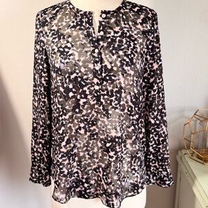 Rebecca Taylor Semi Sheer Animal Print Blouse